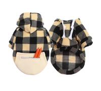 Soft Wool Dog Hoodie, Winter Warm Puppy Sweater & Cat Coat for Small Dogs, Chihuahua Pug Clothing with Cozy Hood, Cute Pet Outfit for Cold Weather(Gray Plaid,2XL)