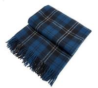 Soft Wool Tartan Travel Blanket for car and caravan - 70x60 inches large blanket - Scottish plaid, checkered, Indoor, lightweight Outdoor warm, Bed and Sofa, Picnic Rug - Ramsay Blue Tartan