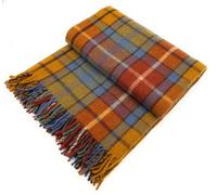 Soft Wool Tartan Travel Blanket for car and caravan - 70x60 inches large blanket - Scottish plaid, checkered, Indoor, lightweight Outdoor warm, Bed and Sofa, Picnic Rug - Buchanan Ancient Tartan
