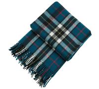Soft Wool Tartan Travel Blanket for car and caravan - 70x60 inches large blanket - Scottish plaid, checkered, Indoor, lightweight Outdoor warm, Bed and Sofa, Picnic Rug - Thomsn Blue Tartan
