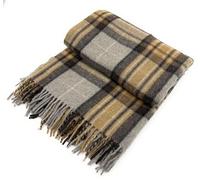 Soft Wool Tartan Travel Blanket for car and caravan - 70x60 inches large blanket - Scottish plaid, checkered, Indoor, lightweight Outdoor warm, Bed and Sofa, Picnic Rug - Mackellar Natural Tartan