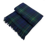 Soft Wool Tartan Travel Blanket for car and caravan - 70x60 inches large blanket - Scottish plaid, checkered, Indoor, lightweight Outdoor warm, Bed and Sofa, Picnic Rug - Gordon Tartan