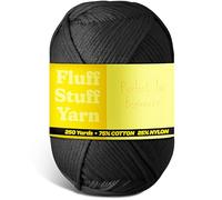 Soft Yarn for Crocheting - Crochet & Knitting Yarn, Beginner Yarn with Easy-to-See Stitches, 250 Yds Amigurumi Yarn, Cotton-Nylon Blend Tshirt Yarn for Crocheting, Worsted Weight Yarn 4, Black Yarn