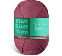 Soft Yarn for Crocheting - Crochet & Knitting Yarn, Beginner Yarn with Easy-to-See Stitches, 250 Yds Amigurumi Yarn, Cotton-Nylon Blend Tshirt Yarn for Crocheting, Worsted Weight Yarn 4, Berry Yarn