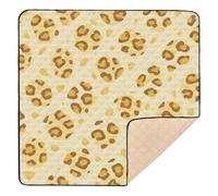 Soft Yellow Leopard Fur Print Soft Thick Baby Gym & Activity Mat for Indoor Outdoor Portable Foldable Padded Baby Mat for Baby Toddler Infant, 50'' x 50''