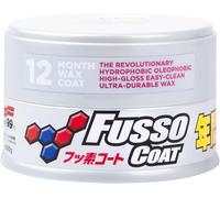 SOFT99 Fusso Coat 12 Months Wax Light 200g - Hard Car Wax Polish - Auto Care Waterproof Hydrophobic Coating - Durable Paintwork Protection and High-Gloss Finish - Kit with an Applicator Pad
