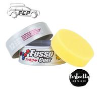 SOFT99 Fusso Coat 12 Months Wax Light 200g - Hard Car Wax Polish - Auto Care Waterproof Hydrophobic Coating - Durable Paintwork Protection and High-Gloss Finish - Kit with an Applicator Pad