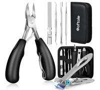 Softale Professional Toenail Clippers Set, Super Sharp Nail Clippers for Thickness & Ingrown Hard Toenails, Stainless Steel Pedicure Clippers, Nail File and Soft Handle Nail Scissors Set Bag