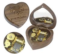 SOFTALK Solid Heart-Shaped Music Box Retro Music Box Christmas Birthday and Valentine's Day Gifts for Boy and Girl Friends (Walnut Box, Tune : You are My Sunshine)