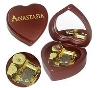 SOFTALK Solid Heart-Shaped Music Box Retro Music Box Christmas Birthday and Valentine's Day Gifts for Boy and Girl Friends (Wine Red Box, Tune : Anastasia-Once Upon A December)
