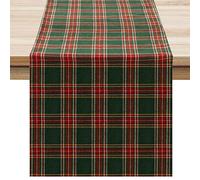Softalker Christmas Checkered Tartan Table Runner - Green Buffalo Plaid Xmas Stain Resistant Washable Table Decoration for Dining/Parties/Holiday Decor, 13 x 108 Inch