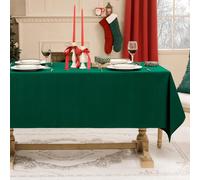 Softalker Christmas Green Tablecloth Xmas Table Cloth Wipe Clean Rectangular 140x 240 cm Jacquard Tablecloths Water Resistant Table Cover for Party Dining Festive Decorations Winter,55x94 inch