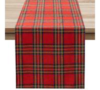 Softalker Christmas Red Table Runner Xmas Table Mat Rectangular 180x40 cm Classic Tartan Table Runners Washable Tablecover Modern for New Year Party Home Birthday Outdoor Garden Decoration Tabletop