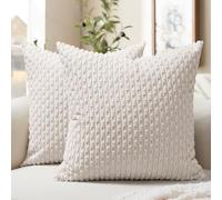 Softalker Cushion Cover 65 x 65 cm, Beige White Corduroy, Set of 2, Fluffy Christmas Large Cushion Covers, Decorative Cushion Cover, Sofa Cushion, Couch Cushion, Decorative Cushion for Living Room,