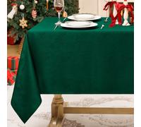 Softalker Green Christmas Table Cloth Rectangular 140x240 cm Jacquard Tablecloth Wipe Clean Water Resistant Tablecloths Wipeable Table Cover for Festival Decorations Party Winter Gathering,55x94 inch