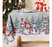 Softalker Grey Christmas Table Cloth Rectangular 140x240 cm Tablecloths Wipe Clean Water Resistant Table Cloths Washable Stain Resistant Table Cover for Festival Decorations Party Winter Gathering