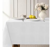 Softalker Jacquard Rectangle Tablecloth - Geometric Line Damask Table Covers Waterproof Stain Resistant Washable Polyester Table Cloths for Indoor & Outdoor(60 x 144 inch,White)