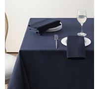 Softalker Jacquard Rectangle Tablecloth - Geometric Line Pattern Waterproof Damask Table Covers Stain Resistant Washable Polyester Table Cloths for Kitchen, Dining & Parties (60 x 84 inch,Navy Blue)