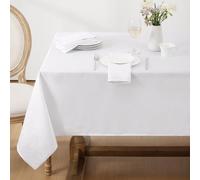 Softalker Jacquard Rectangle Tablecloth, Swirl Design Waterproof Stain Resistant Table Cover Wrinkle Free Heavy Weight Table Cloths for Dinner/Parties/Holiday - 60 x 144 Inch, White