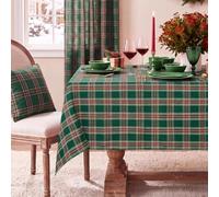 Softalker Large Christmas Table cloth Green 280 x 140 cm Rectangular Xmas Tartan Tablecloths Wipe Clean Table Cover Festive for Autumn New Year Birthday Party Home Outdoor Garden Decoration Tabletop
