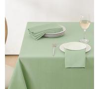 Softalker Outdoor Green Table Cloth Wipeable Rectangular 140x200 cm Linen Texture Tablecloth Wipe Clean Water Resistant Washable Table Cloths for Spring Garden Picnic Kitchen Summer, 55 x 78 inch