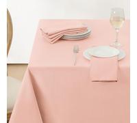 Softalker Pink Table Cloth Wipe Clean Rectangular 140x200 cm Linen Texture Tablecloth Water Resistant Washable Table Cloths Table Cover for Girls Birthday Party Dining Wedding Decor, 55 x 78 inch