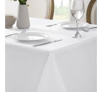 Softalker Rectangle Weaved Texture Pattern Tablecloth,Shiny Jacquard Waterproof Wrinkle Free Spill-Proof Washable Table Cloth for Holiday Party Dinner - 52 x 70 Inch,White