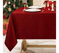 Softalker Red Christmas Table Cloth Rectangular 140x240 cm Tablecloths Wipe Clean Jacquard Table Cloths Stain Resistant Table Cover for Party Holiday Winter Decorations Dining Kitchen,55 x 94 inch