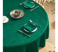 Softalker Round Christmas Table Cloth Wipe Clean Green Xmas Tablecloth Large 180 cm Jacquard Tablecloths Water Resistant Wipeable Table Cover for Party Dining Winter Decorations Living Room, 71inch