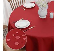 Softalker Round Table Cloth Red Xmas Tablecloth Wipe Clean Extra large 250 CM Stain Resistant Tablecloth Wrinkle Free Wipeable Tablecloths for Christmas Kitchen Dining Holiday Restaurant 98 inch