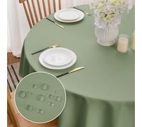 Softalker Round Table Cloth Sage Green 140cm Wipeable Tablecloth Washable Water Resistant Tablecloths Wrinkle Free Table Cover for Party Birthday Festive Decorations Dining Garden Picnic (79 inch)