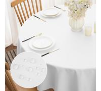 Softalker Round Table Cloth Wipe Clean White 120 cm Small Tablecloth Outdoor Water Resistant Wipable Table Cloths Wrinkle Free Fabric Washable Table Cover for Party Birthday Garden Picnic Wedding