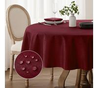 Softalker Round Tablecloth 150 cm Diameter Red Table Cloth Faux Linen Tablecloths Wipeable Small Table Cloths Dining Table Cover for New Year Outdoor Party Birthday,Water Resistance,Machine Washable