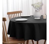 Softalker Round Tablecloth Black Table Cloth Small 120 cm Wipe Clean Tablecloths Water Resistant Stain Resistant Table Cover for Party Birthday Cafe Living Room Kitchen Dining,47 inch