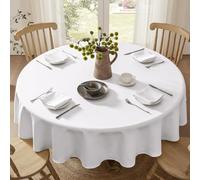 Softalker Round Tablecloth White 150 cm Table Cloth Wipe Clean Jacquard Tablecloths Water Resistant Stain Resistant Table Cover for Party Birthday Wedding Festival Decorations,59 inch