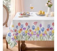 Softalker Spring Table Cloth Wipeable 200x140cm Rectangular Tablecloths Tulip Floral Table Cloths Small Water Resistant Table Cover for Summer Outdoor Party Birthday Festive Decorations,55x78 inch