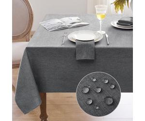 Softalker Table Cloth Rectangular 140x200 cm Faux Linen Wipeable Tablecloths Water Resistant Dining Table Cover Elegant for Coffee Outdoor Party Christmas New Year Tabletop Decor,55x78 inch,Dark Grey