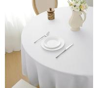 Softalker White Round Tablecloth Wipe Clean Small 120 cm Jacquard Table Cloths Water Resistant Washable Tablecloth Stain Resistant Table Cover for Coffee Table Dining Kitchen Decor, 47 inch