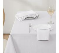 Softalker White Tablecloth Rectangular 140x240 cm Wipe Clean Table Cloth Water Resistant Jacquard Table Cloths Washable Table Cover for Banquet Dining Table Wedding Kitchen Party, 55 x 94 inch