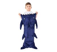 softan Kids Shark Blanket, Soft Flannel Blanket, Boys Toys, Fleece Shark Tail Blanket, Dark Blue, Gift for kids, 100 x 43 cm fit for kids aged 3 to 6