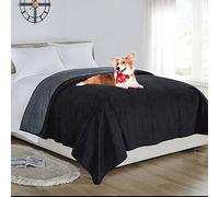 softan Waterproof Blanket Cover 230x230CM for Baby, Adults, Dogs, Cats or Any Pets, 3 Layer Protector and 100% Leak Proof blanket for Bed, Sofa and Other Furniture, Easy to Clean, Charcoal & Black