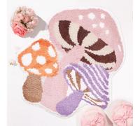 Softania Cute Pink Bathroom Rugs - Cottagecore Mushroom Bath Rug for Bathroom Decor, Washable, Non Slip Bath Mat for Tub, Sink, Bedroom or Dorm
