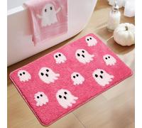 Softania Halloween Decor Pink Spooky Ghosts Bath Mat for Bathroom Cute Spooky Halloween Room Decor for Bathroom, Bedroom, Shower, Fun Halloween Decoration