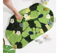 Softania Moss Bathroom Rug - Green Bath Mat with Absorbent Microfiber & Non-Slip Backing, Cottagecore Aesthetic Decor for Bathroom, Tub, Bedroom (32×20 Inch)