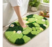 Softania Moss Bathroom Rug - Green Bath Mat with Absorbent Microfiber & Non-Slip Backing, Cottagecore Aesthetic Decor for Bathroom, Tub, Bedroom (32×20 Inch)
