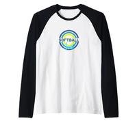 Softball Aunt with Modern Softball Circles Raglan Baseball Tee