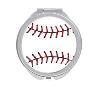 Softball Baseball Red Lace on White Background Folding Make Up Mirror, Compact 2X/1X Magnification Mirror, Women Portable Travel Makeup Mirror 2.4 x 2.4 inch