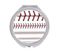 Softball Baseball Red Lace on White Background Folding Make Up Mirror, Compact 2X/1X Magnification Mirror, Women Portable Travel Makeup Mirror 2.4 x 2.4 inch