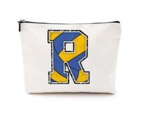 Softball Baseball Rugby Volleyball Soccer Gifts Initial Makeup Bag Monogrammed Letter A-Z Cosmetic Bag for Girls Women Player Coach Lover Christmas, Volleyball, 9.6 x 7.4 inches, R