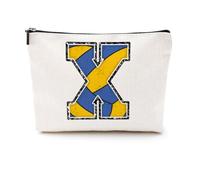 Softball Baseball Rugby Volleyball Soccer Gifts Initial Makeup Bag Monogrammed Letter A-Z Cosmetic Bag for Girls Women Player Coach Lover Christmas, Volleyball, 9.6 x 7.4 inches, X